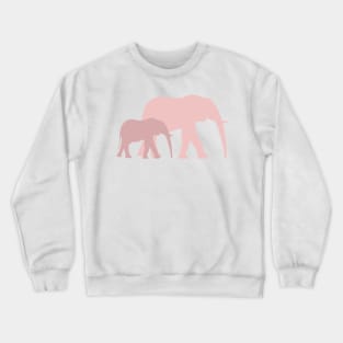 Pink Elephant Family - Mama Elephant & Baby Elephant Crewneck Sweatshirt